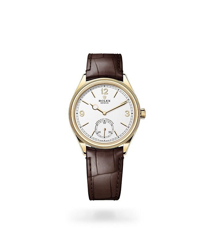 Rolex 1908 39 in 18 ct yellow gold and polished finish m52508-0006 at David M Robinson