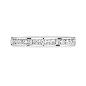 Platinum Round Brilliant Cut Diamond Channel Set Half Eternity Ring