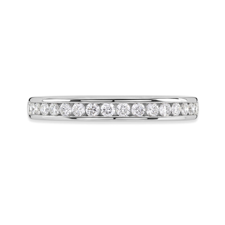 Platinum Round Brilliant Cut Diamond Channel Set Half Eternity Ring