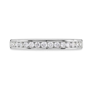 Platinum Round Brilliant Cut Diamond Channel Set Half Eternity Ring
