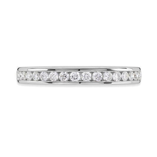 Platinum Round Brilliant Cut Diamond Channel Set Half Eternity Ring