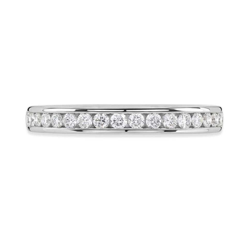 Platinum Round Brilliant Cut Diamond Channel Set Half Eternity Ring