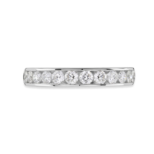 Platinum Round Brilliant Cut Diamond Channel Set Half Eternity Ring