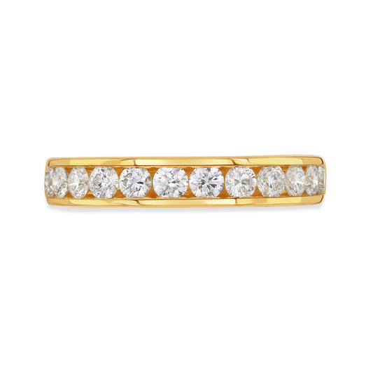 18ct Yellow Gold Round Brilliant Cut Diamond Half Eternity Ring