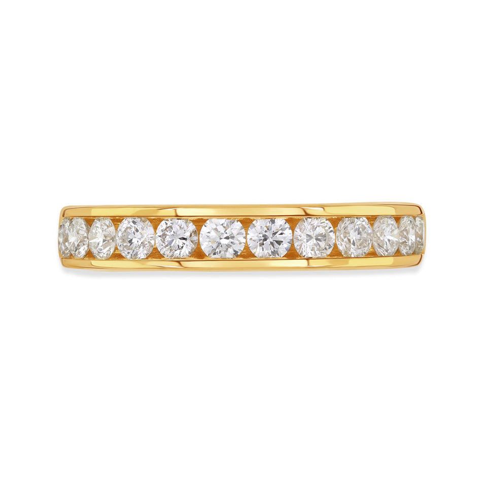 18ct Yellow Gold Round Brilliant Cut Diamond Half Eternity Ring