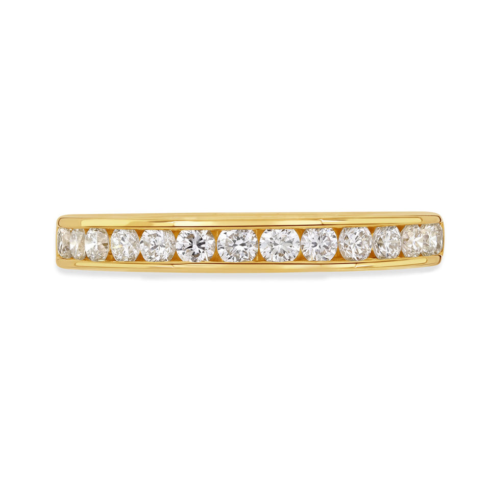 18ct Yellow Gold Round Brilliant Cut Diamond Half Eternity Ring