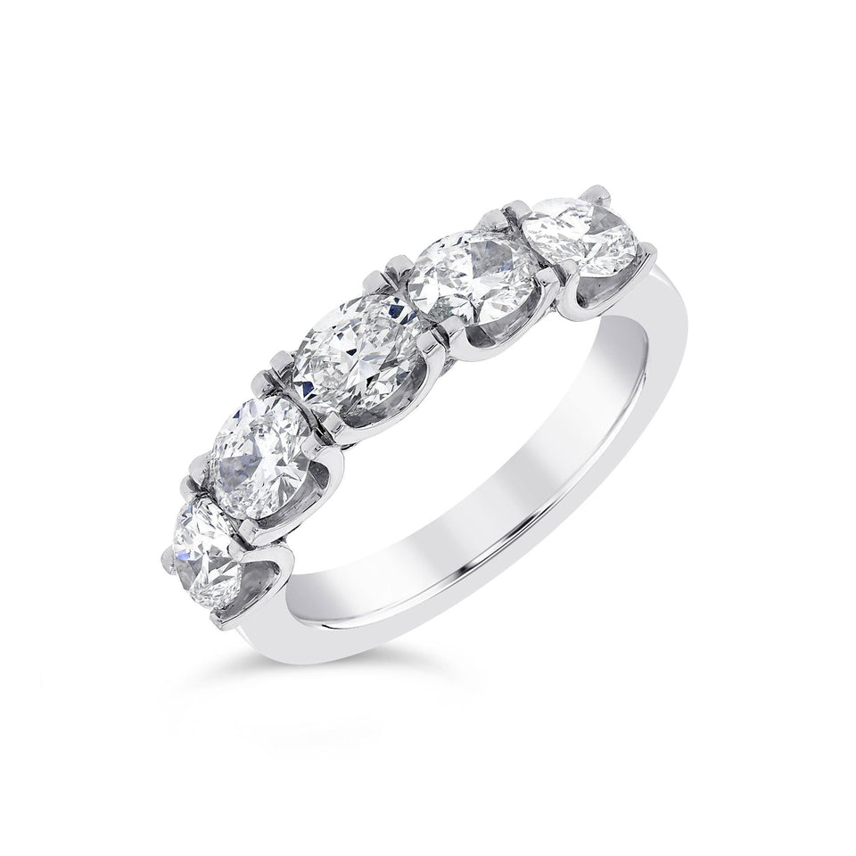 Oval Five Platinum Diamond Eternity Ring