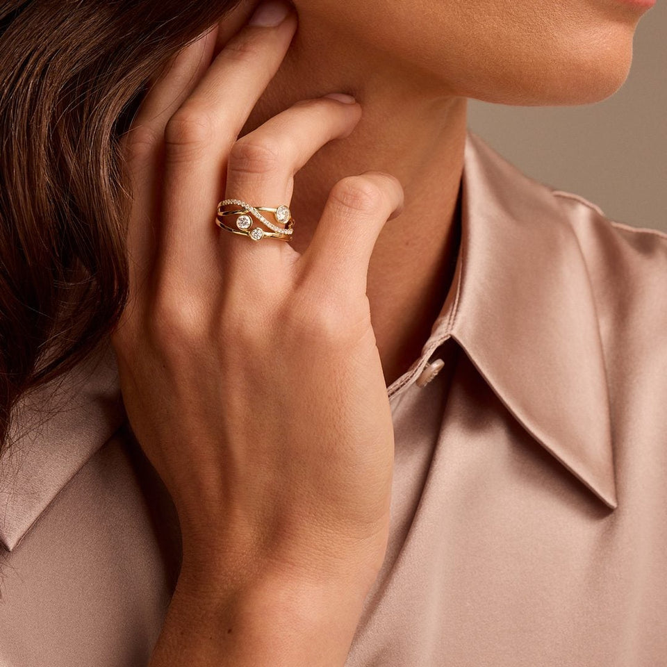 Lunar Yellow Gold Diamond Ring at DMR