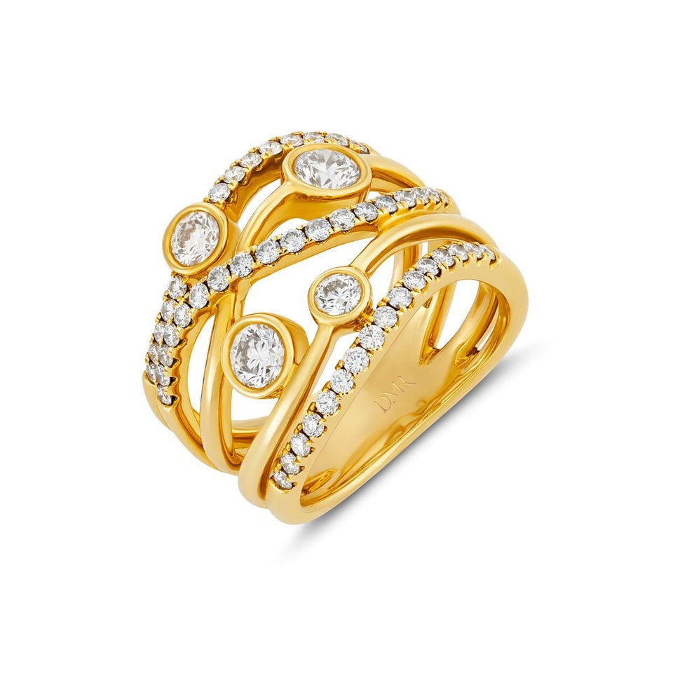 Lunar Yellow Gold Diamond Ring at DMR