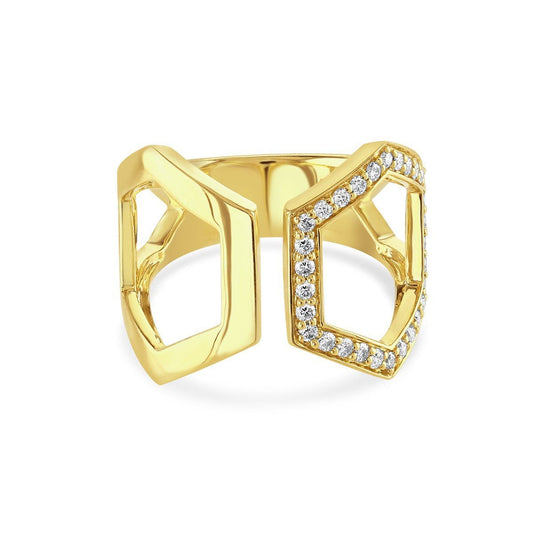 Honeycomb 18ct Yellow Gold Diamond Ring at David M Robinson