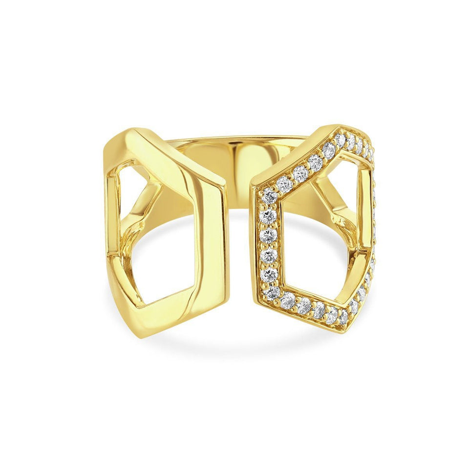 Honeycomb 18ct Yellow Gold Diamond Ring at David M Robinson