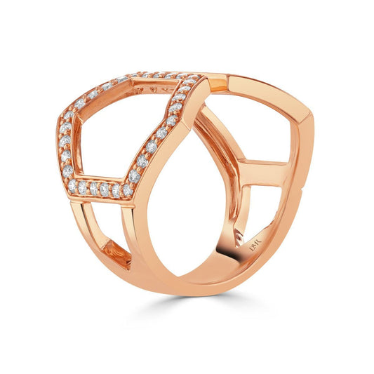 Honeycomb Rose Gold Diamond Ring at David M Robinson