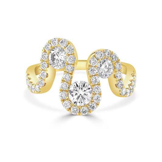 Meander 18ct Yellow Gold Brilliant Cut Diamond Ring at David M Robinson