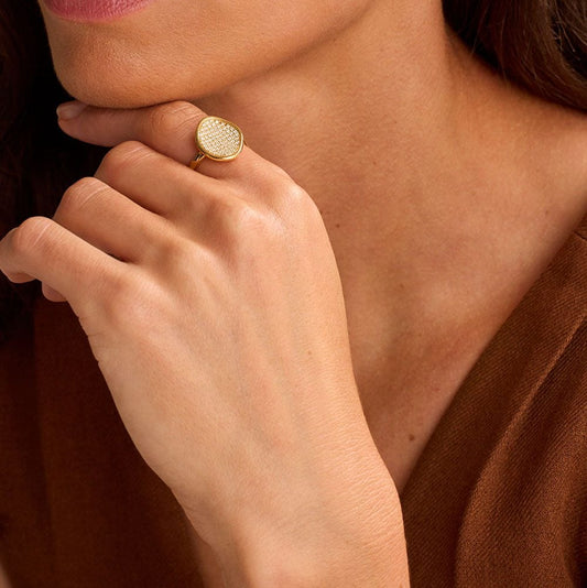 Amalfi Yellow Gold Pave Diamond Ring at DMR