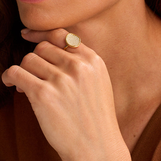 Amalfi 18ct Yellow Gold Pave Diamond Ring at David M Robinson