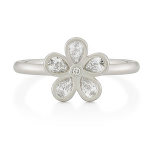 Petal Power Platinum Pear Cut Diamond Ring