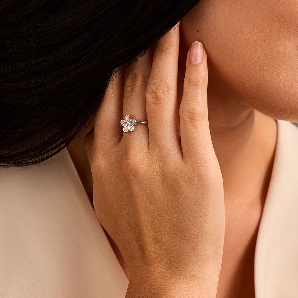 Petal Power Platinum Pear Cut Diamond Ring at David M Robinson