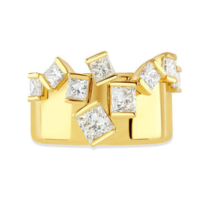 Hopscotch Cascade Yellow Gold Princess Cut Diamond Ring