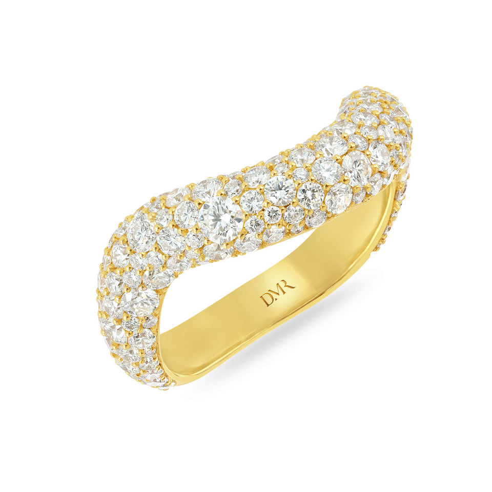 Making Waves 18ct Yellow Gold Round Brilliant Cut Diamond Ring at David M Robinson