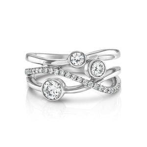 Lunar White Gold Pavé Diamond Ring