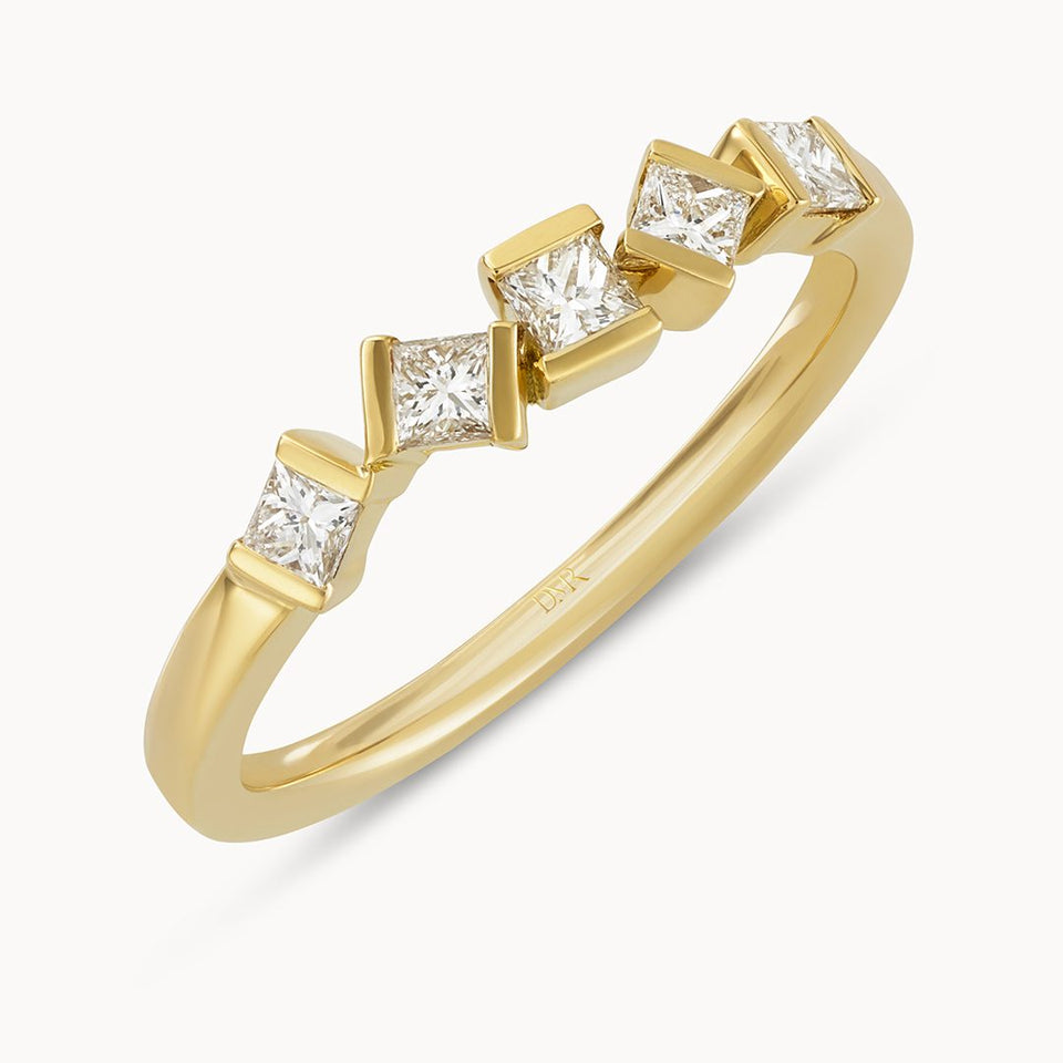 Hopscotch Yellow Gold Diamond Stacking Ring