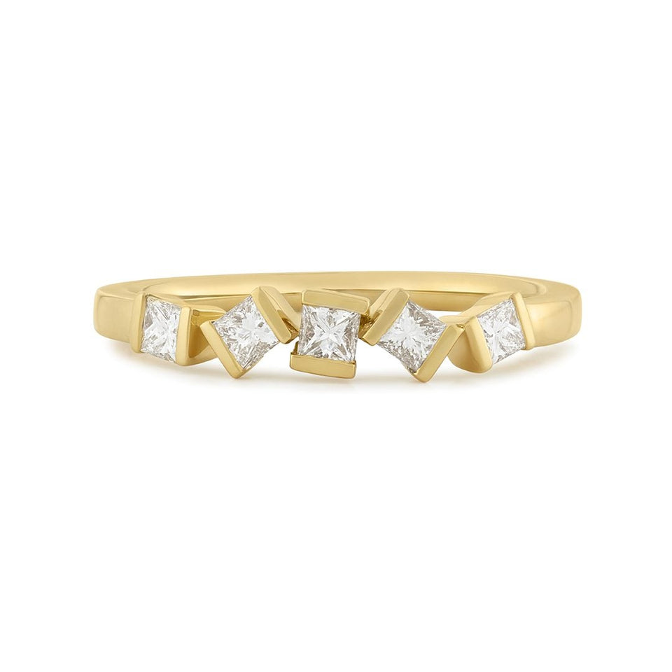 Hopscotch 18ct Yellow Gold Diamond Stacking Ring at David M Robinson