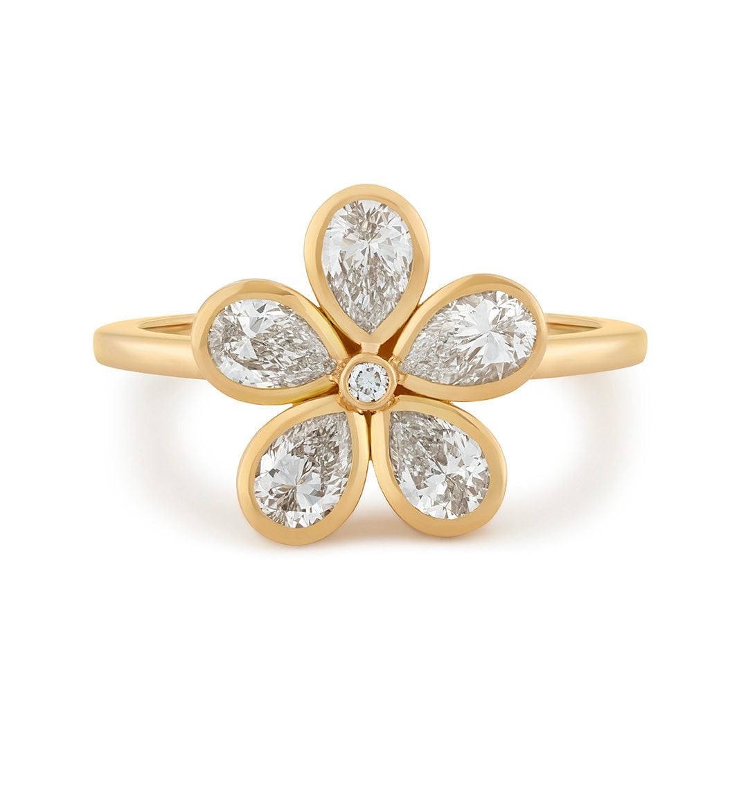 Petal Power Rose Gold Pear Cut Diamond Ring at David M Robinson