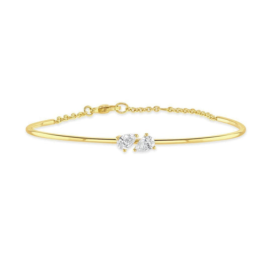 Ditto Yellow Gold Pear Shape Diamond Bangle