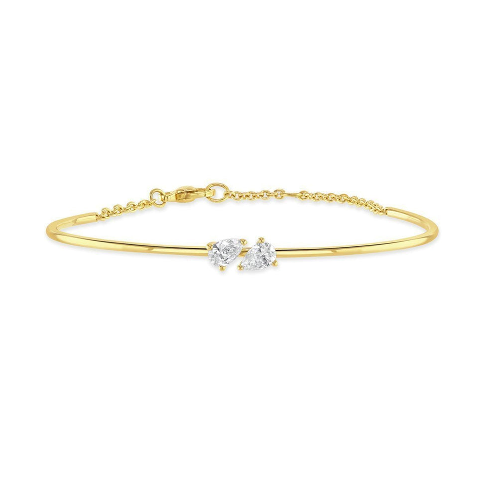 Ditto Yellow Gold Pear Shape Diamond Bangle