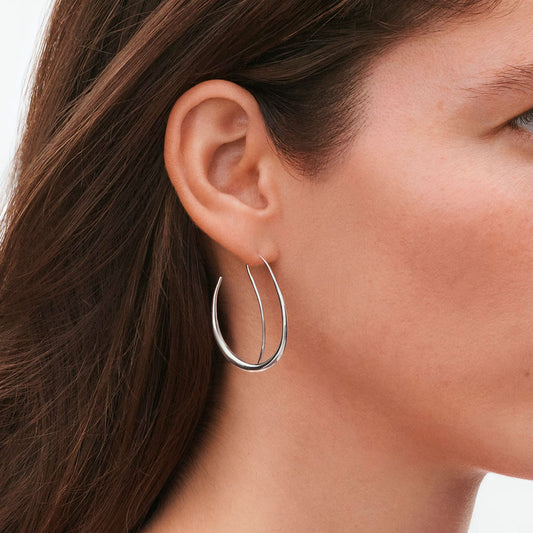 Georg Jensen Offspring Sterling Silver Double Earhoops at David M Robinson