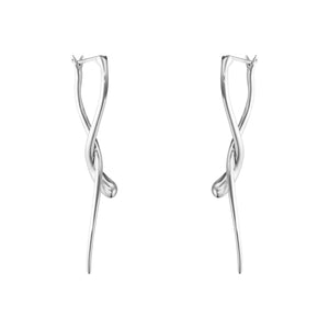 Mercy Long Sterling Silver Twist Drop Earrings