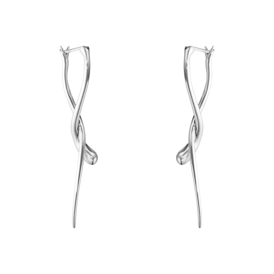 Georg Jensen Mercy Long Sterling Silver Twist Drop Earrings at David M Robinson