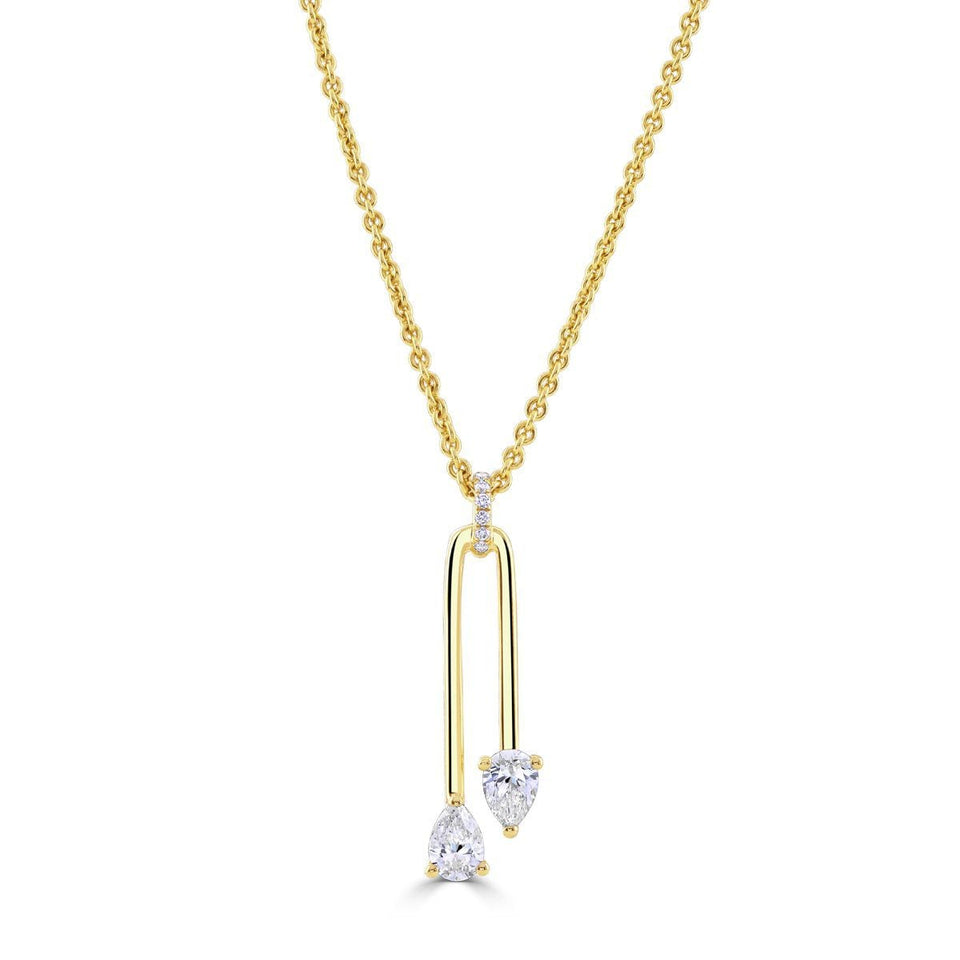 Ditto 18ct Yellow Gold Pear Shape Diamond Pendant at David M Robinson