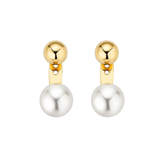 18ct Yellow Gold Akoya Pearl Stud Earrings at David M Robinson