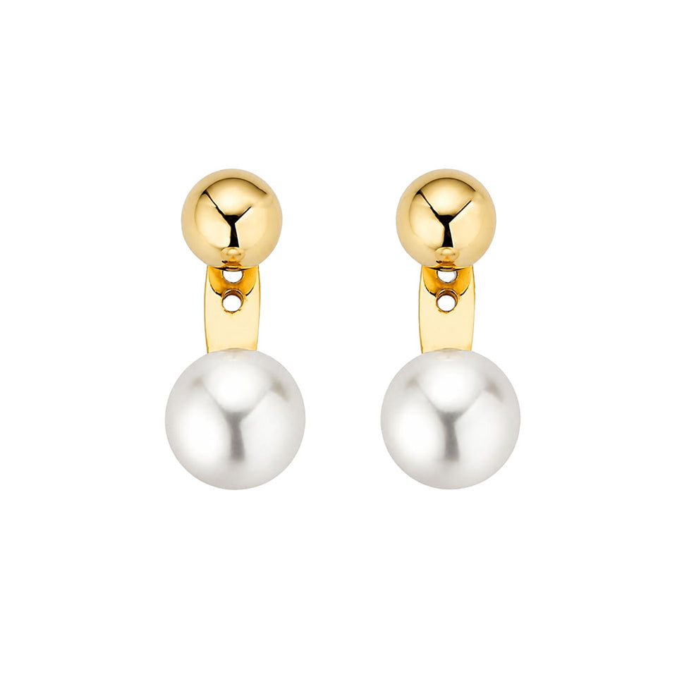 18ct Yellow Gold Akoya Pearl Stud Earrings at David M Robinson