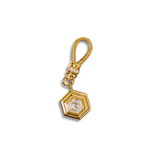 18ct Yellow Gold Hexagon Cut Diamond Pendant Charm