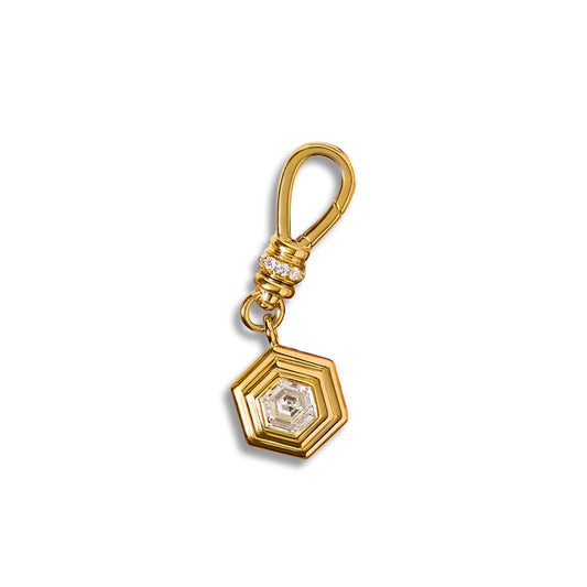18ct Yellow Gold Hexagon Cut Diamond Pendant Charm at David M Robinson