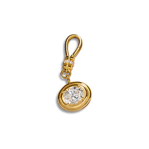 18ct Yellow Gold Oval Cut Diamond Swivel Pendant Charm