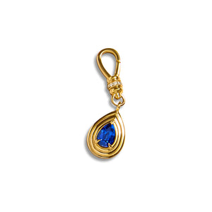 18ct Yellow Gold Pear Cut Sapphire Pendant Charm