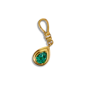 18ct Yellow Gold Pear Shape Green Tourmaline Pendant Charm