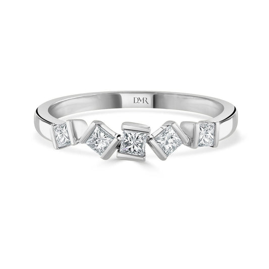 Hopscotch 18ct White Gold Diamond Stacking Ring at David M Robinson
