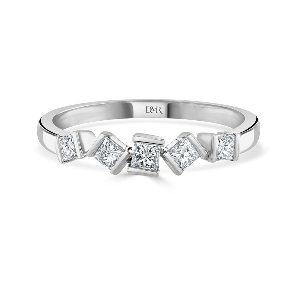 Hopscotch 18ct White Gold Diamond Stacking Ring at David M Robinson