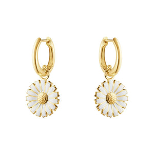 Gold Plated Sterling Silver Daisy Hoop Earrings