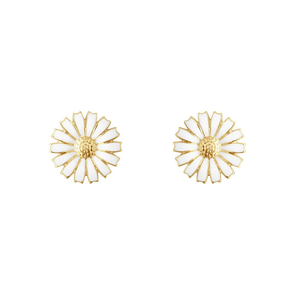 Gold Plated Sterling Silver Daisy Stud Earrings at David M Robinson