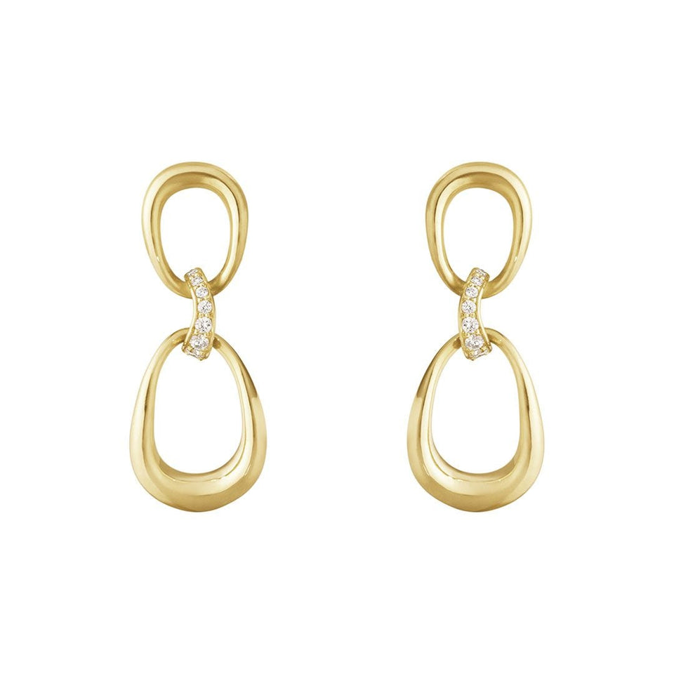 Georg Jensen Offspring 18ct Yellow Gold & Diamond Earrings at David M Robinson