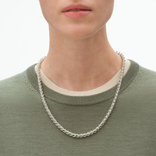 Georg Jensen Weft Sterling Silver Slim Necklace at David M Robinson