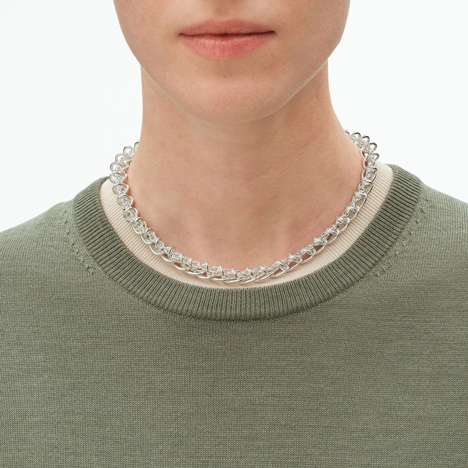 Weft Single Link Sterling Silver Necklace
