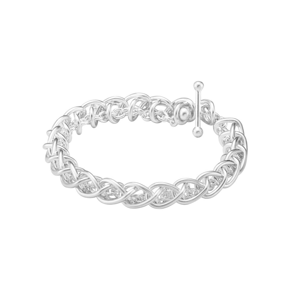 Georg Jensen Weft Single Link Sterling Silver Bracelet at David M Robinson