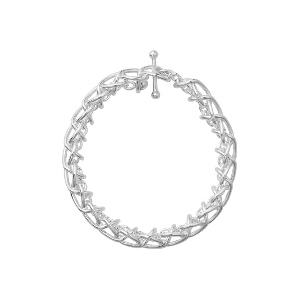Georg Jensen Weft Single Link Sterling Silver Bracelet at David M Robinson