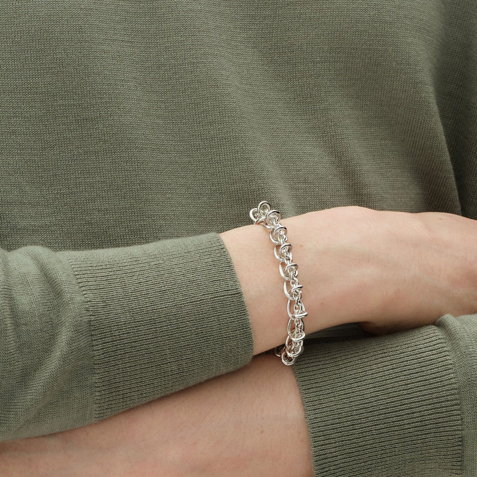 Georg Jensen Weft Single Link Sterling Silver Bracelet at David M Robinson